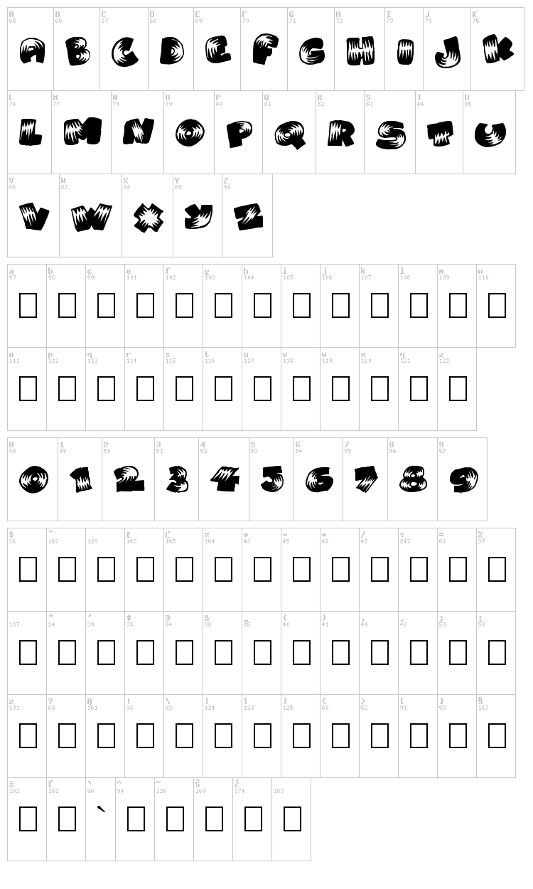 Brightoon font map